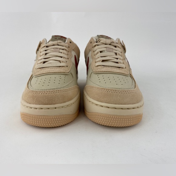 Nike Air Force 1 Shadow Shimmer Mars Stone Women's Sneakers Shoes Beige Red - Picture 7 of 12